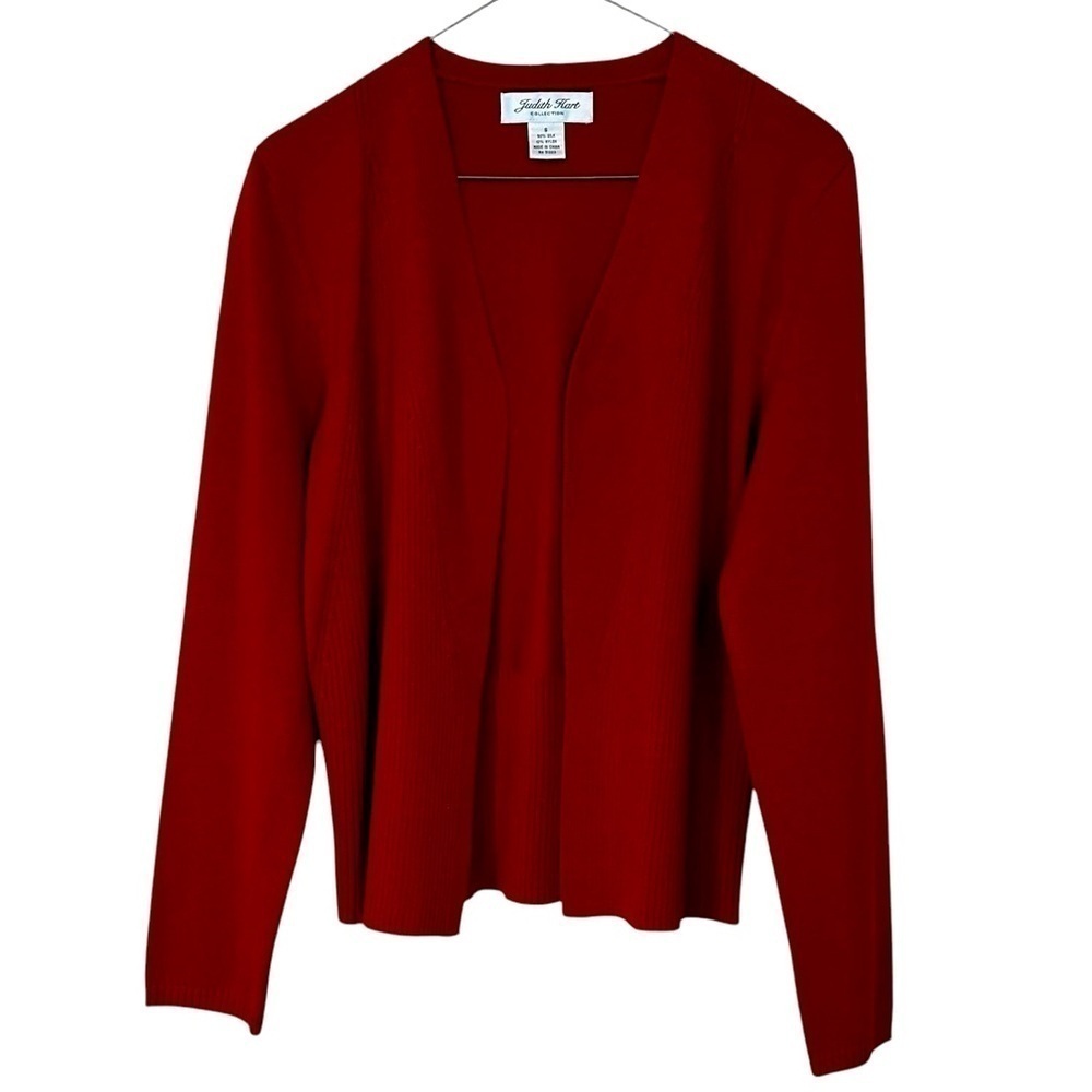 Judith Hart Cardigan Red Sweater Silk Blend Size S